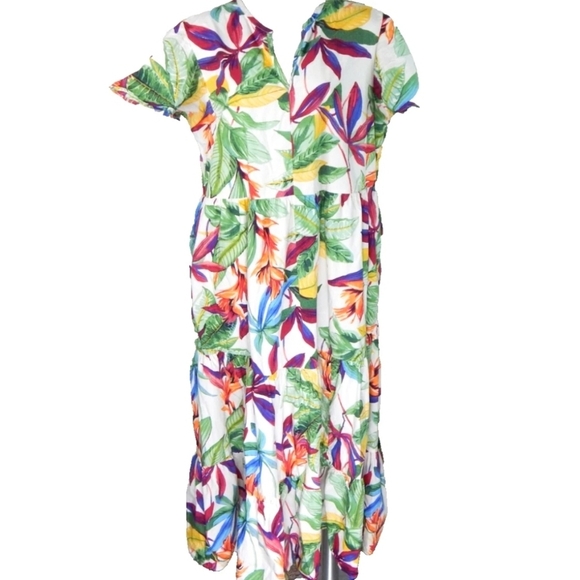 Chico's Tiered Floral Cotton Maxi Dress - Picture 2 of 4